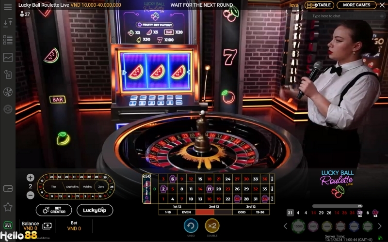 trò chơi Roulette tại Casino 2Hello88