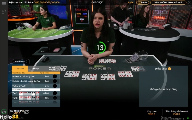 Trò chơi Poker tại sảnh Casino 2Hello88