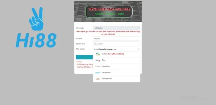 Top 5 nhà cái cho nạp thẻ cào không tính phí 2024